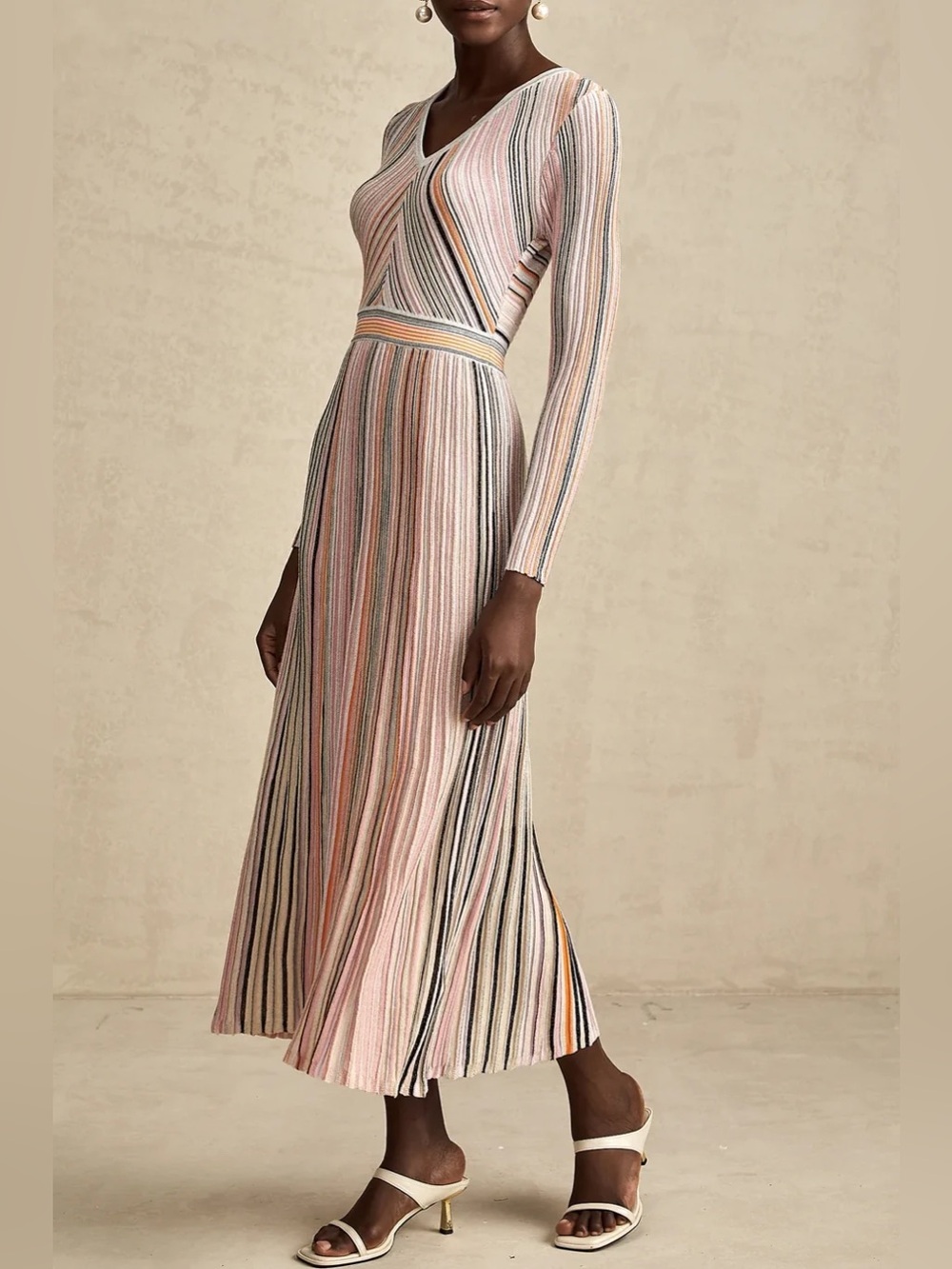 Miss Rosier Mathilde Knitted Maxi Dress Size Small Pink Metallic Stripe Missoni